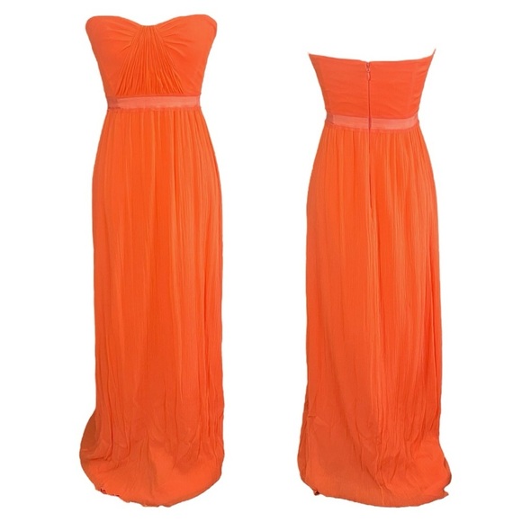 BCBGMaxazria Amber Melon Strapless Chiffon Maxi Dress sz 6 - Picture 12 of 15